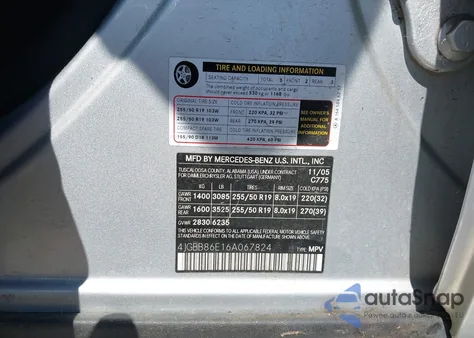 2006 Mercedes-Benz Ml 350 4Matic из США, поврежденный, VIN 4JGBB86E16A067824